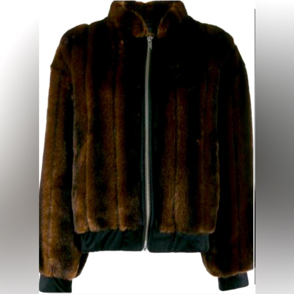 LaSeine&Moi zipped faux fur brown jacket - Nina